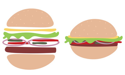 minimalistic drawn hamburger devided in ingredients isolated on white