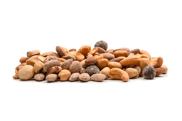 A group of almonds, pistachios, walnuts, macadamia, cashews.