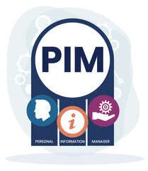 PIM - Personal Information Manager acronym. business concept background. vector illustration concept with keywords and icons. lettering illustration with icons for web banner, flyer