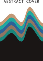 abstract line wave,  vector, turquoise .brown background 