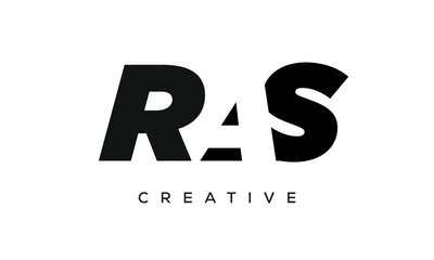 RAS letters negative space logo design. creative typography monogram vector	