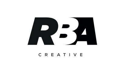 RBA letters negative space logo design. creative typography monogram vector	