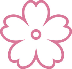 Pink Japanese cherry blossoms vector icon.