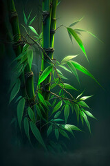 Fototapeta na wymiar A bamboo plant with green leaves. Generative AI