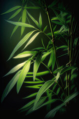 A bamboo plant with green leaves. Generative AI