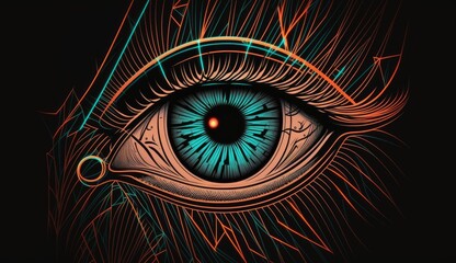 Lineart - Neon Eyes - IA Generative