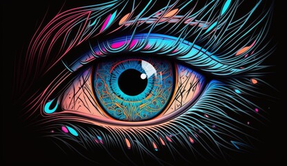 Lineart - Neon Eyes - IA Generative
