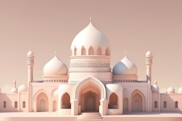 Fototapeta na wymiar A model of a mosque with a pink background. Generative AI