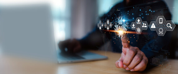 AI learning and business artificial intelligence system for cyber digital transformation technology of ideas and global or Use Ai for Data analysis, processing and management internet of things IoT