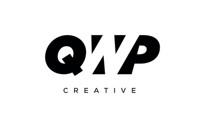 QWP letters negative space logo design. creative typography monogram vector	