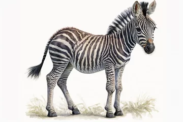 Wall murals Watercolor painting of a cute baby zebra. Baby zebra. generative ai. Aquarelle illustration
