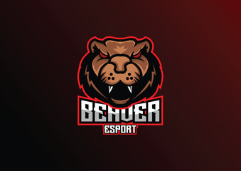 beaver esport logo mascot design - obrazy, fototapety, plakaty