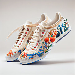 Sneakers With Silk Embroidery Telluria Generative AI