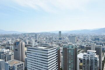 Fototapeta premium cityscape from Fukuoka tower third tallest and travel location building in japan