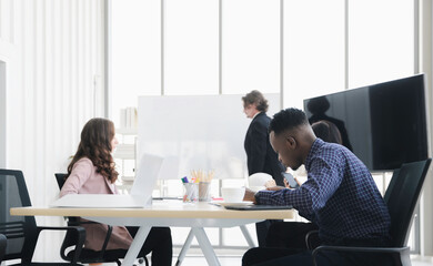 Multiethnic diverse colleague group working in modern office