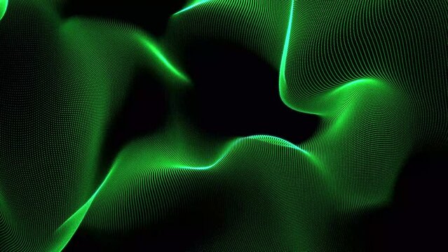 Green color trapcode form wave background. Creative digital wave texture. abstract background with dot connection wave.