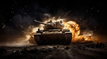 Explosive Tank Blast Background with Space for Your Next Design Project. Generative ai illustration