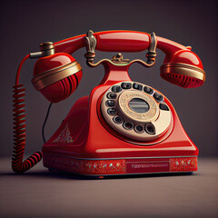 Old red telephone. Generative AI