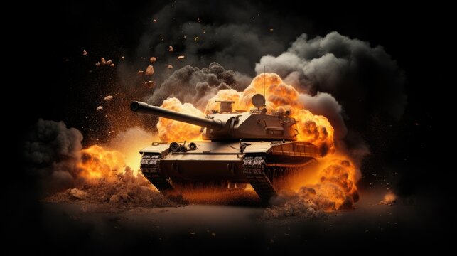 Explosive Tank Blast Background with Space for Your Next Design Project. Generative ai illustration