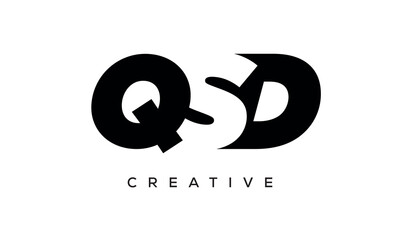 QSD letters negative space logo design. creative typography monogram vector	
