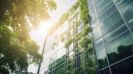 Fototapeta na wymiar Eco-friendly building in the modern city. Generative AI
