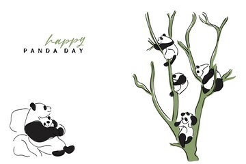 Panda family on panda day