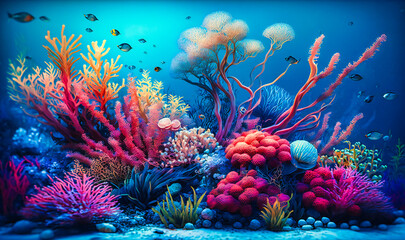 Fototapeta na wymiar A coral reef garden filled with vibrant colors and marine life