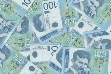 Serbian dinar. Close up money from the Republic of Serbia. Serbian currency.3D render