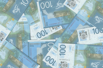 Serbian dinar. Close up money from the Republic of Serbia. Serbian currency.3D render