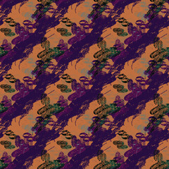 Abstract Boho Halftone Grunge Repeating Pattern.