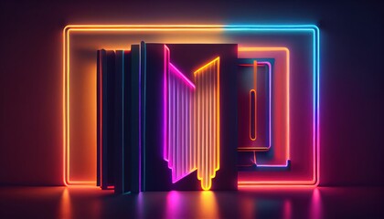 Fototapeta premium Abstract futuristic neon background. Linear lines of light.Neon Sci Fi Futuristic Modern Vibrant Purple Blue pink colors. Abstract neon lights into digital technology. generative ai