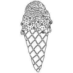 Vector Ice cream for coloring book for adult and kids