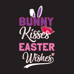 bunny kisses easter wishes T shirt design graphic template