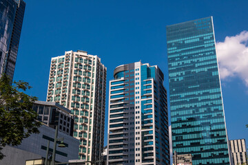 Fototapeta na wymiar Bonifacio Global City, Taguig, Metro Manila - Beautiful, modern Grade-A office towers forming part of the BGC skyline.
