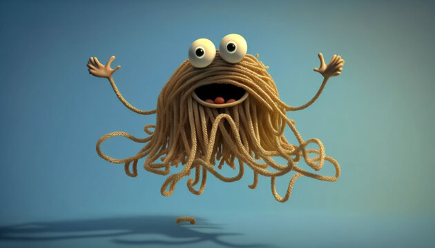 Flying spaghetti monste Funny pasta Ai, generative
