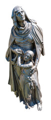 statue de la vierge et l'enfant sur fond transparent