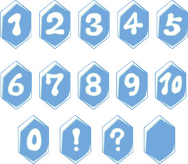 ポップな雰囲気のクリスタル風ハイライト付き数字アイコンセットA