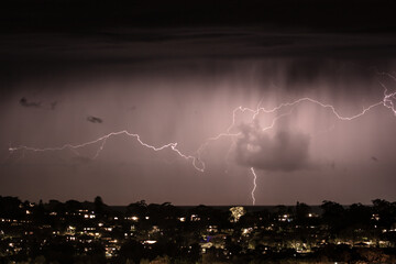 Watching the storm and the lightning strikes from our house in the Northern Beaches of Sydney in...