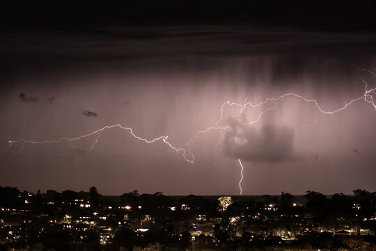 Watching The Storm And The Lightning Strikes From Our House In The Northern Beaches Of Sydney In Australia