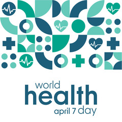 World Health Day. April 7. Holiday concept. Template for background, banner, card, poster with text inscription. Vector EPS10 illustration.