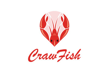 Crayfish Prawn Shrimp Lobster Claw Seafood pin logo design template