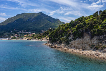 Fototapeta na wymiar Skala and Paramonas, small villages on Ionian Sea shore on Corfu Island in Greece