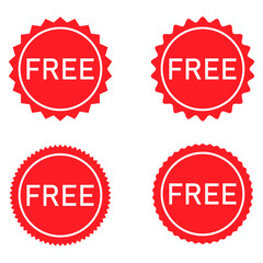 Set of Free web button sign, promotion design label icon, gratis business vector illustration