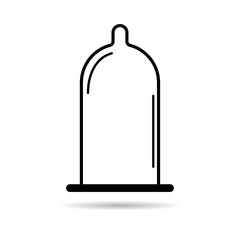 Condom icon shadow, health protection rubber symbol, preventation web sign design vector illustration