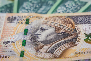 Close up on two hundreds banknote of Polish Zloty