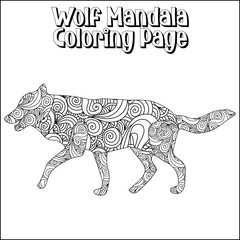 Wolf Mandala Coloring Page For Kids