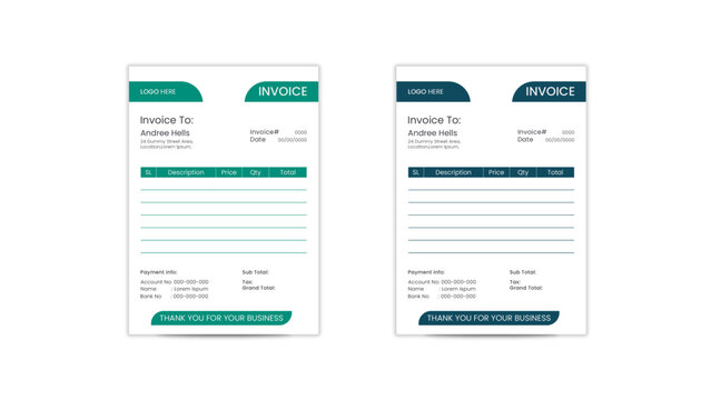 Clean minimal Invoice design Layout template vector design.Business invoice form template. Invoicing quotes, money bills or price invoices and payment agreement design templates.