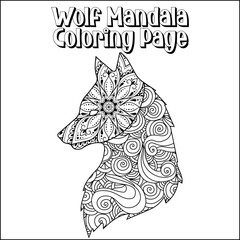 Wolf Mandala Coloring Page For Kids