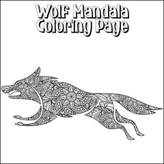 Wolf Mandala Coloring Page For Kids
