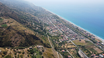 Fototapeta na wymiar View of the Thyrrenean coast from Fiumefreddo Bruzio, Italy
